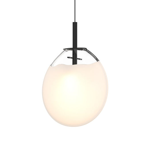 SONNEMAN Cantina 1-Light LED Satin Black Poured White Glass Shade Medium Pendant Light