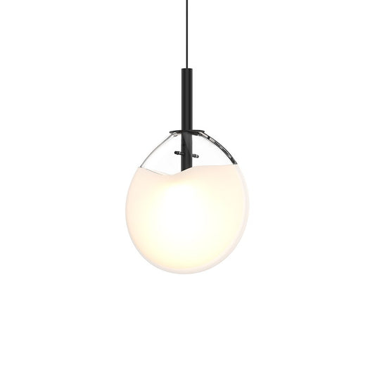 SONNEMAN Cantina 1-Light LED Satin Black Poured White Glass Shade Small Pendant Light