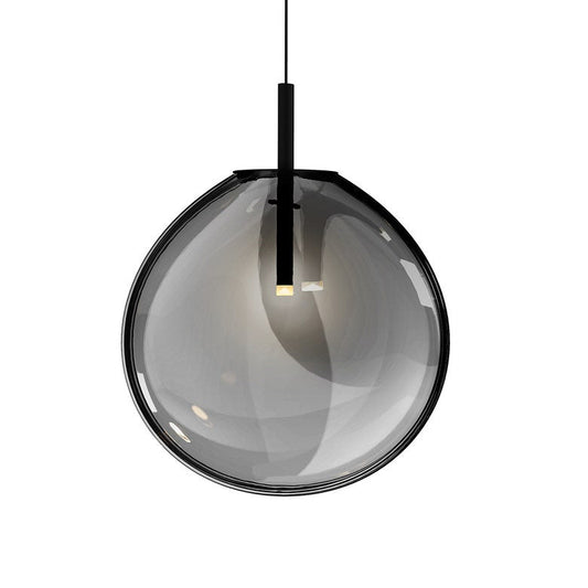 SONNEMAN Cantina 1-Light LED Satin Black Smoke Fade Glass Shade Large Pendant Light