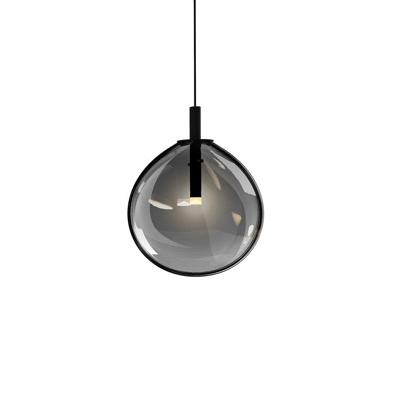 SONNEMAN Cantina 1-Light LED Satin Black Smoke Fade Glass Shade Small Pendant Light