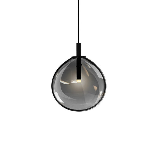 SONNEMAN Cantina 1-Light LED Satin Black Smoke Fade Glass Shade Small Pendant Light