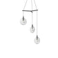 SONNEMAN Cantina 3-Light LED Tri-Spreader Satin Black Clear Glass Shade Chandelier
