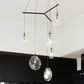 SONNEMAN Cantina 6-Light LED Tri-Spreader Satin Black Clear Glass Shade Chandelier
