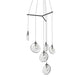 SONNEMAN Cantina 6-Light LED Tri-Spreader Satin Black Clear Glass Shade Chandelier