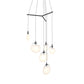 SONNEMAN Cantina 6-Light LED Tri-Spreader Satin Black Poured White Glass Shade Chandelier