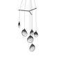 SONNEMAN Cantina 6-Light LED Tri-Spreader Satin Black Smoke Fade Glass Shade Chandelier