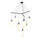 SONNEMAN Cantina 9-Light LED Tri-Spreader Satin Black Poured White Glass Shade Chandelier