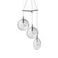 SONNEMAN Cantina Large 3-Light LED Tri-Spreader Satin Black Clear Glass Shade Chandelier