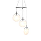 SONNEMAN Cantina Large 3-Light LED Tri-Spreader Satin Black Poured White Glass Shade Chandelier