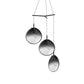 SONNEMAN Cantina Large 3-Light LED Tri-Spreader Satin Black Smoke Fade Glass Shade Chandelier