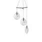 SONNEMAN Cantina Medium 3-Light LED Tri-Spreader Satin Black Clear Glass Shade Chandelier