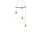 SONNEMAN Cantina Medium 3-Light LED Tri-Spreader Satin Black Poured White Glass Shade Chandelier