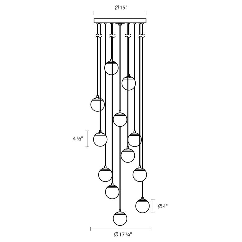 SONNEMAN Champagne Bubbles 12-Light LED Polished Chrome Seeded Glass Shade Chandelier