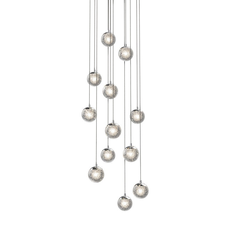 SONNEMAN Champagne Bubbles 12-Light LED Polished Chrome Seeded Glass Shade Chandelier