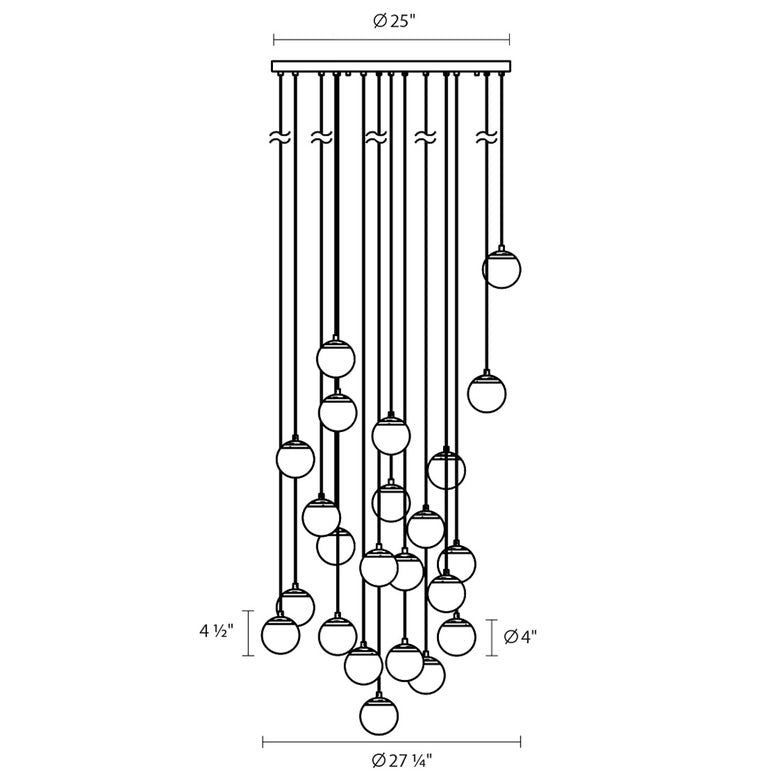 SONNEMAN Champagne Bubbles 24-Light LED Polished Chrome Seeded Glass Shade Chandelier