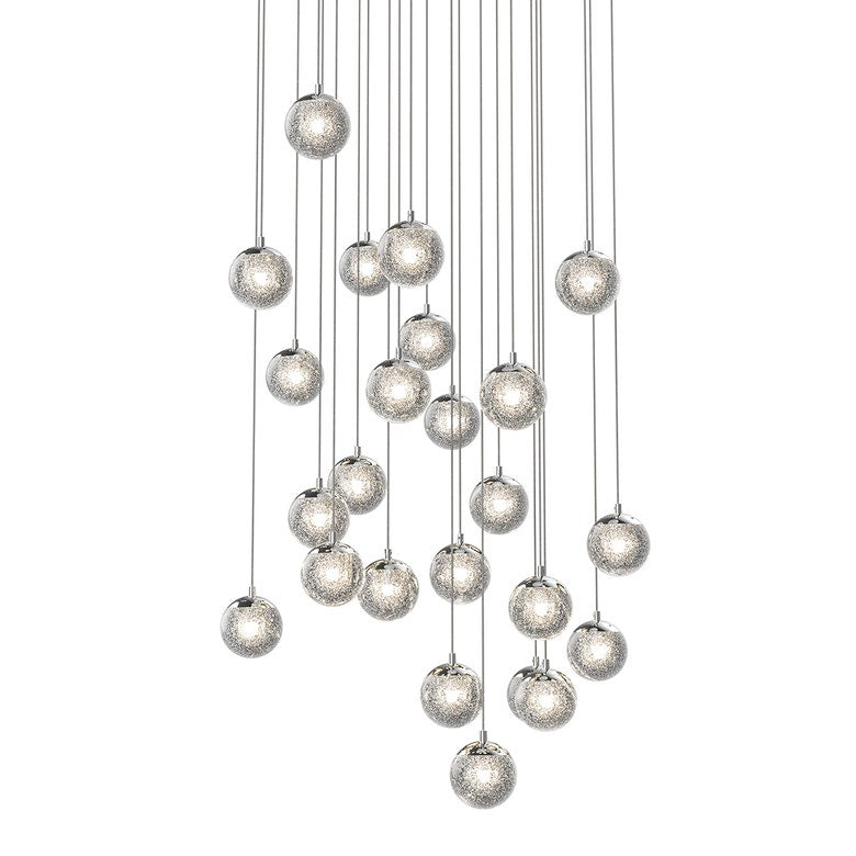 SONNEMAN Champagne Bubbles 24-Light LED Polished Chrome Seeded Glass Shade Chandelier