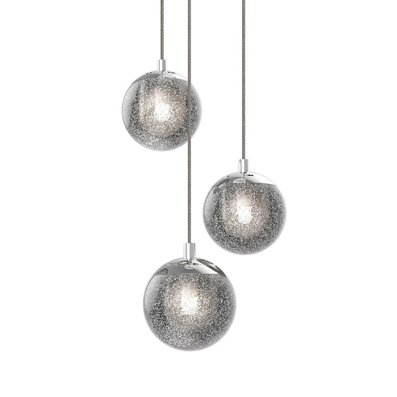 SONNEMAN Champagne Bubbles 3-Light LED Polished Chrome Seeded Glass Shade Chandelier