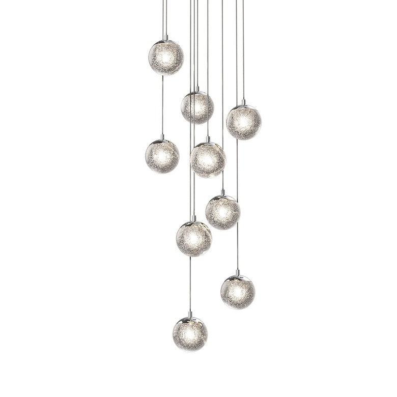 SONNEMAN Champagne Bubbles 9-Light LED Polished Chrome Seeded Glass Shade Chandelier