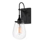 SONNEMAN Chelsea 1-Light Medium Base Satin Black Glass Shade Wall Sconce