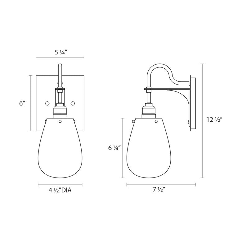 SONNEMAN Chelsea 1-Light Satin Black Glass Shade Bath Sconce Lighting