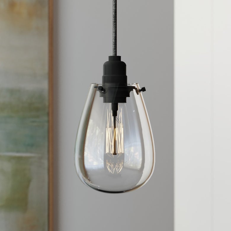 SONNEMAN Chelsea 1-Light Satin Black Glass Shade Pendant Light