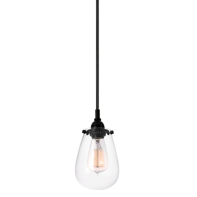 SONNEMAN Chelsea 1-Light Satin Black Glass Shade Pendant Light
