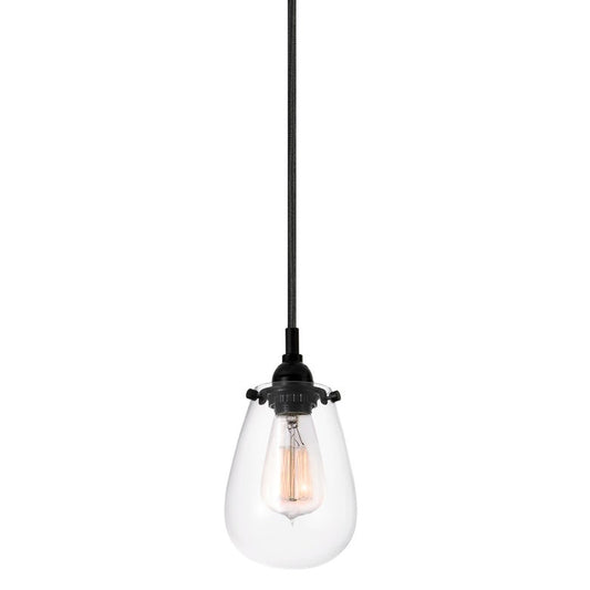 SONNEMAN Chelsea 1-Light Satin Black Glass Shade Pendant Light
