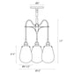 SONNEMAN Chelsea 3-Arm and Light Satin Black Chandelier