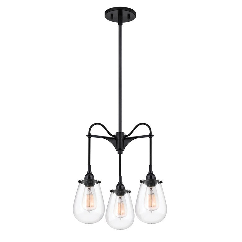 SONNEMAN Chelsea 3-Arm and Light Satin Black Chandelier