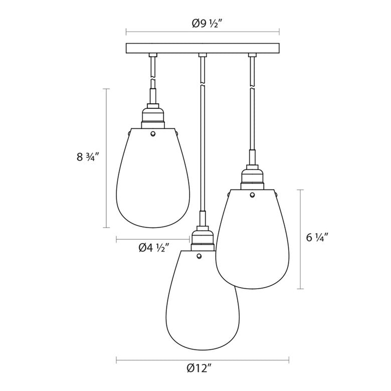 SONNEMAN Chelsea 3-Light Satin Black Chandelier
