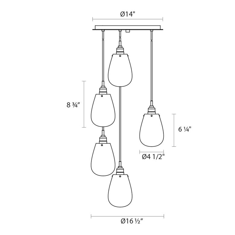 SONNEMAN Chelsea 5-Light Satin Black Chandelier
