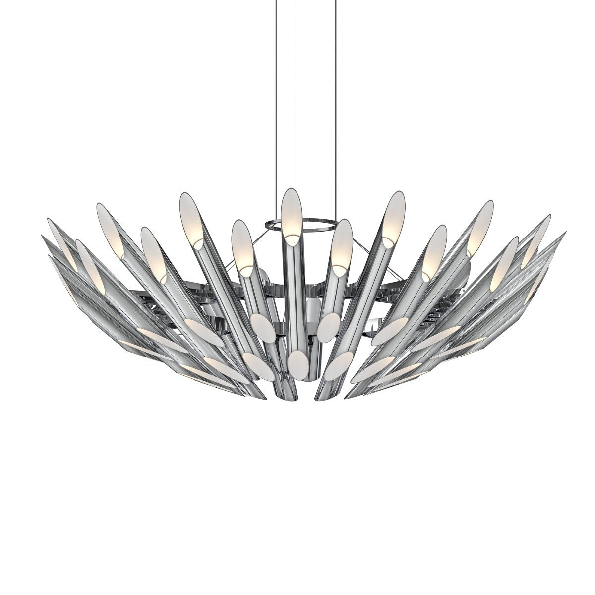 SONNEMAN Chimes Round Double Angled Polished Chrome Chandelier