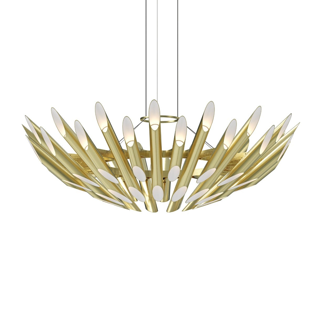 SONNEMAN Chimes Round Double Angled Satin Brass Chandelier
