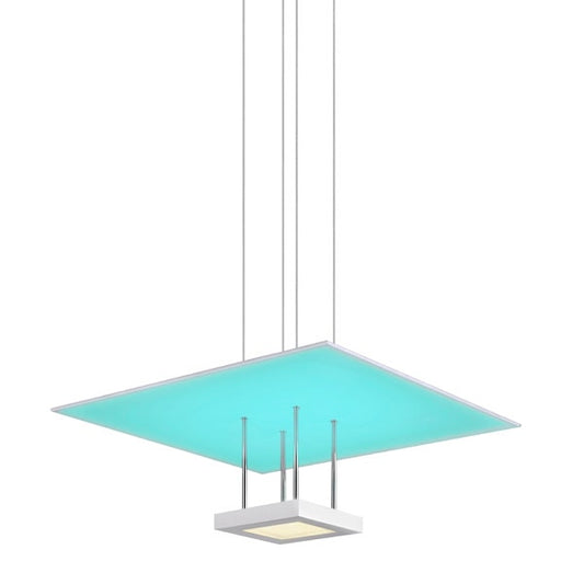SONNEMAN Chromaglo Spectrum Square LED Satin White Die-Cast Aluminum and Etched Glass Reflector Shade Pendant Light