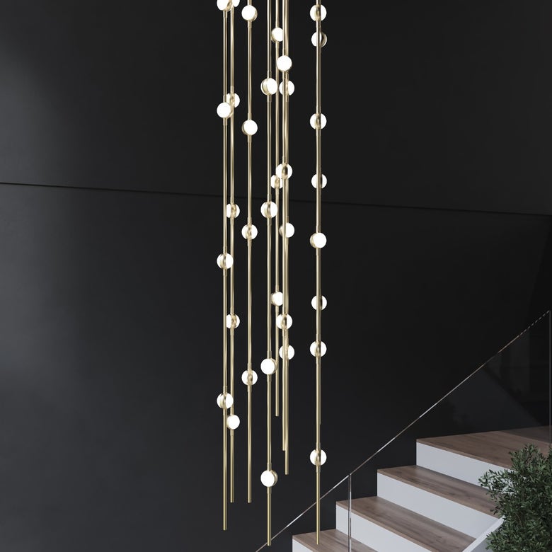 SONNEMAN Constellation Andromeda 24" 96-Light LED 3000K Satin Brass White Optical Acrylic Shade Chandelier
