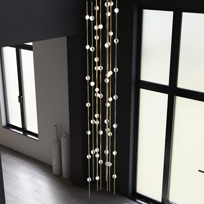 SONNEMAN Constellation Andromeda 24" 96-Light LED 3000K Satin Brass White Optical Acrylic Shade Chandelier