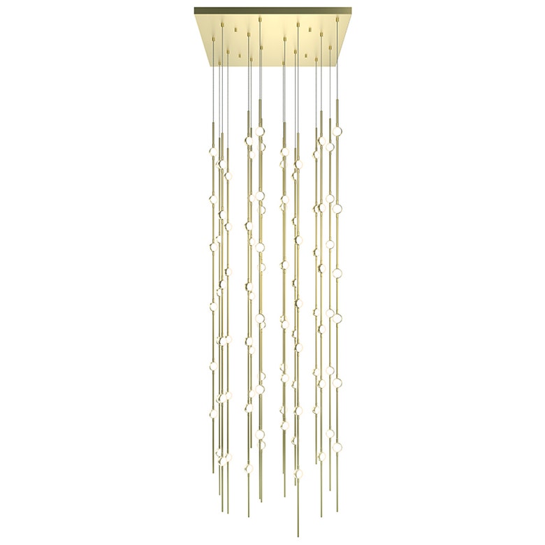 SONNEMAN Constellation Andromeda 24" 96-Light LED 3000K Satin Brass White Optical Acrylic Shade Chandelier With 20FT Cord Length