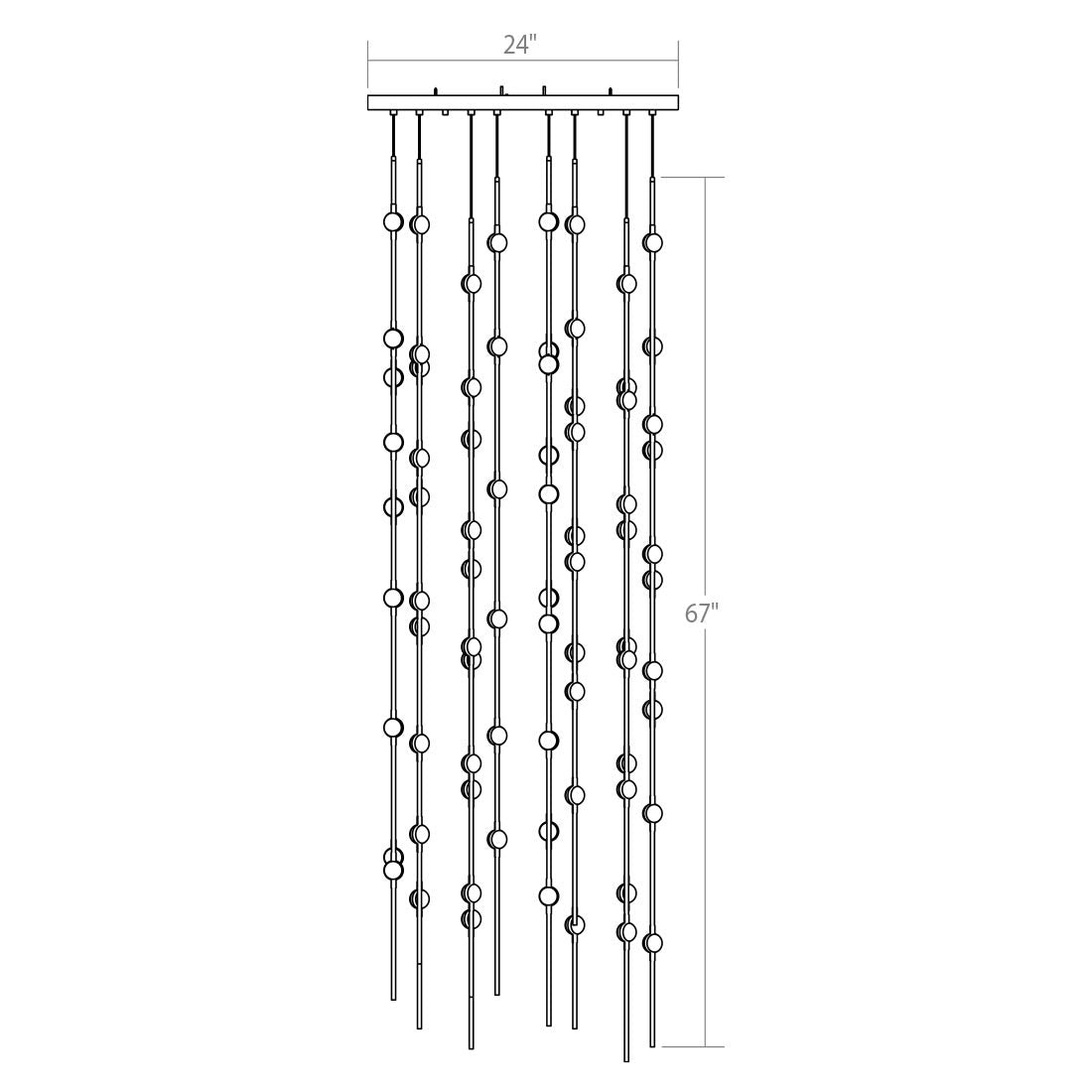 SONNEMAN Constellation Andromeda 24" 96-Light LED 3000K Satin Nickel Clear Faceted Acrylic Shade Chandelier With 10 FT Cord Length