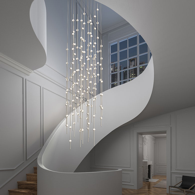 SONNEMAN Constellation Andromeda 24" 96-Light LED 3000K Satin Nickel White Optical Acrylic Shade Chandelier