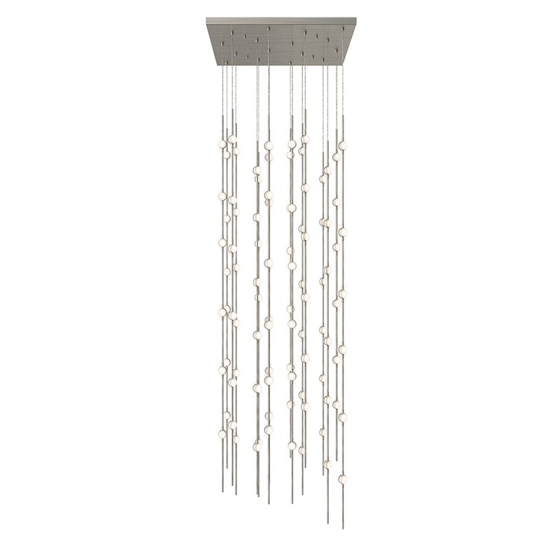 SONNEMAN Constellation Andromeda 24" 96-Light LED 3000K Satin Nickel White Optical Acrylic Shade Chandelier With 20FT Cord Length