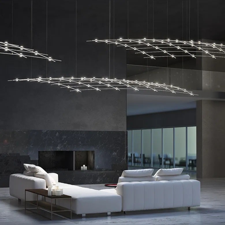 SONNEMAN Constellation Aquarius Medius 3000K LED Satin Brass Clear Faceted Acrylic Shade Chandelier