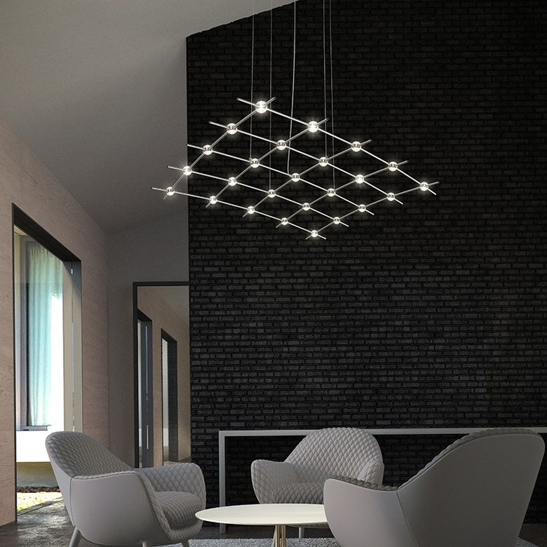 SONNEMAN Constellation Aquarius Medius 3000K LED Satin Nickel Clear Faceted Acrylic Shade Chandelier