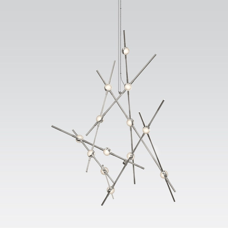 SONNEMAN Constellation Aquila 13-Light 2700K Satin Nickel Chandelier With Clear Faceted Acrylic Shade and 20FT Cord Length