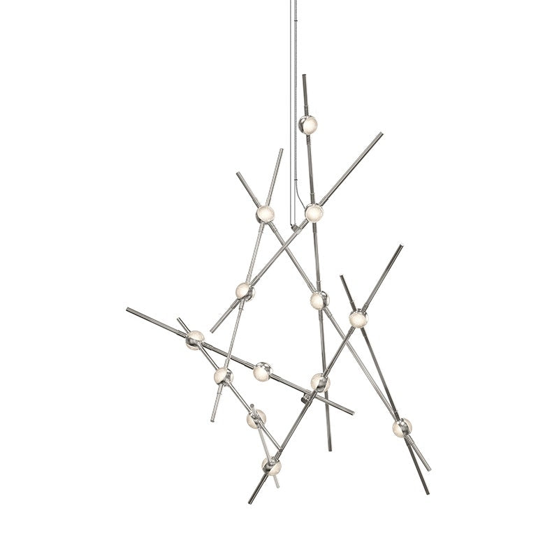 SONNEMAN Constellation Aquila 13-Light 2700K Satin Nickel Chandelier With Clear Faceted Acrylic Shade and 20FT Cord Length