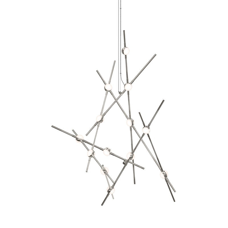 SONNEMAN Constellation Aquila 13-Light 2700K Satin Nickel Chandelier With White Optical Acrylic Lens and 20FT Cord Length