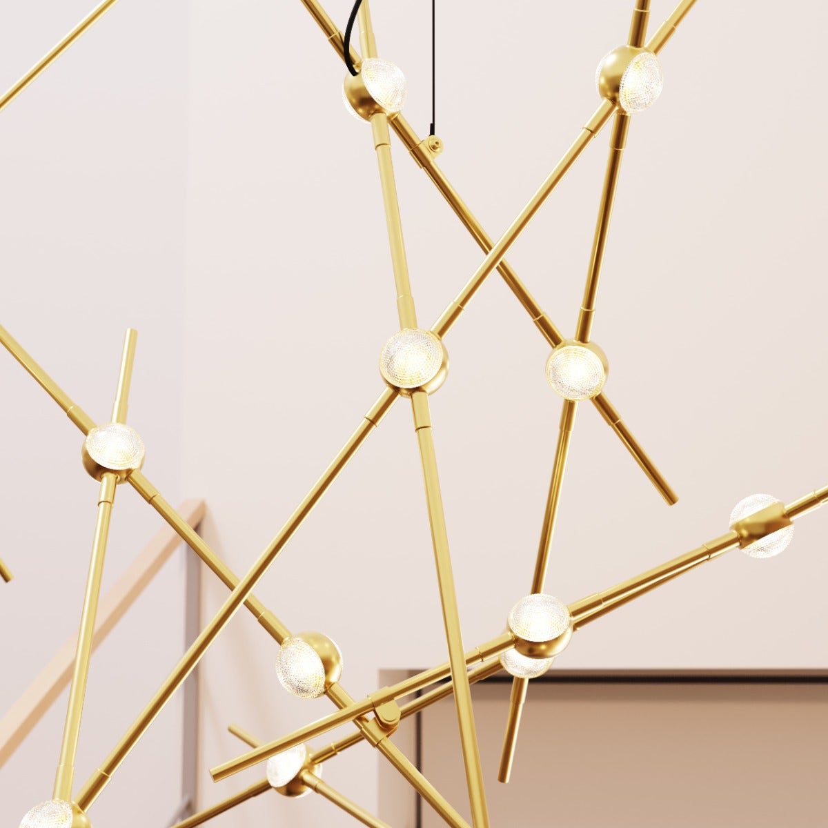 SONNEMAN Constellation Aquila 13-Light 3000K Satin Brass Chandelier With Clear Faceted Acrylic Shade and 10FT Cord Length