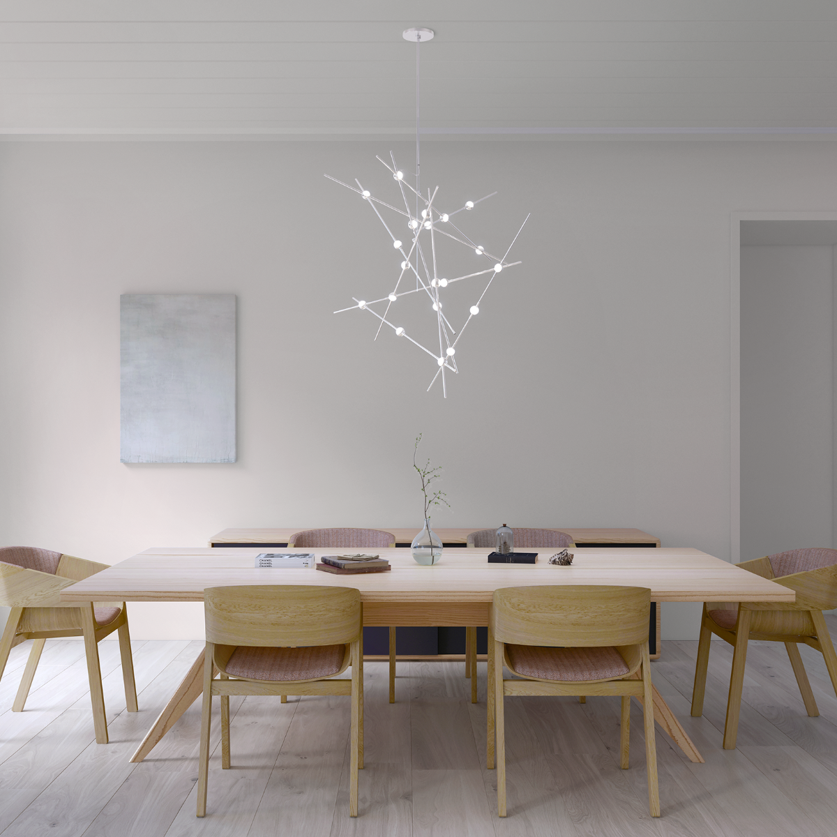 SONNEMAN Constellation Aquila 13-Light 3000K Satin Nickel Chandelier With White Optical Acrylic Lens and 10FT Cord Length