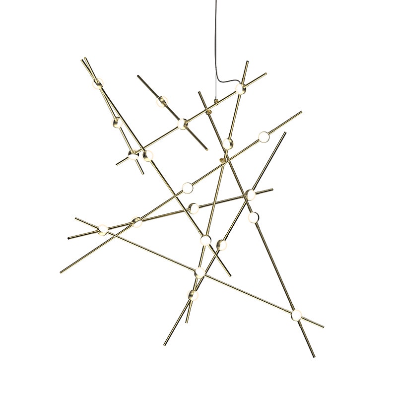 SONNEMAN Constellation Aquila 20-Light 2700K Satin Brass Chandelier With White Optical Acrylic Lens and 20FT Cord Length