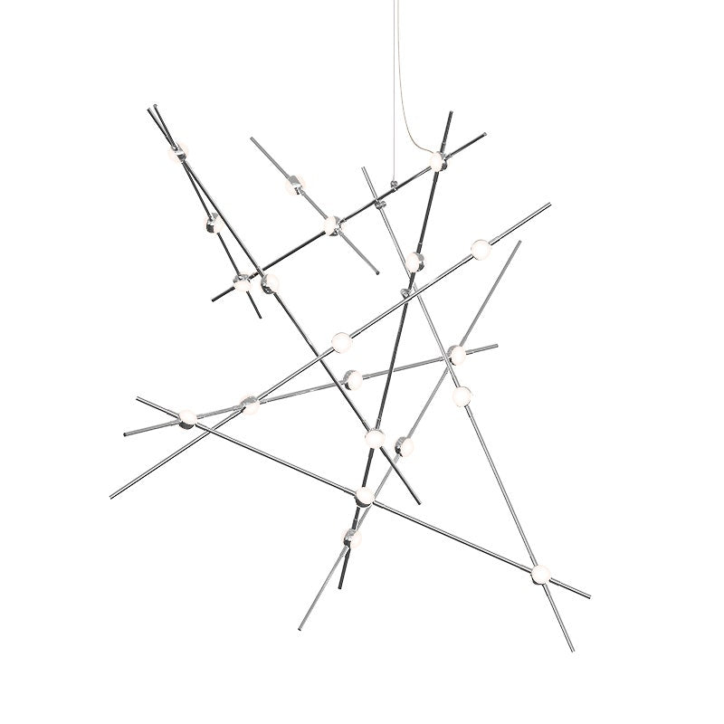 SONNEMAN Constellation Aquila 20-Light 2700K Satin Nickel Chandelier With White Optical Acrylic Lens and 20FT Cord Length