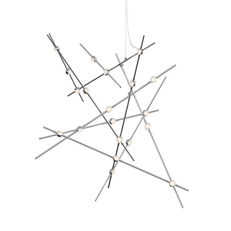 SONNEMAN Constellation Aquila 20-Light 3000K Satin Nickel Chandelier With Clear Faceted Acrylic Shade and 10FT Cord Length